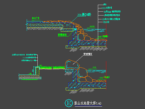 cad假山流水设计图
